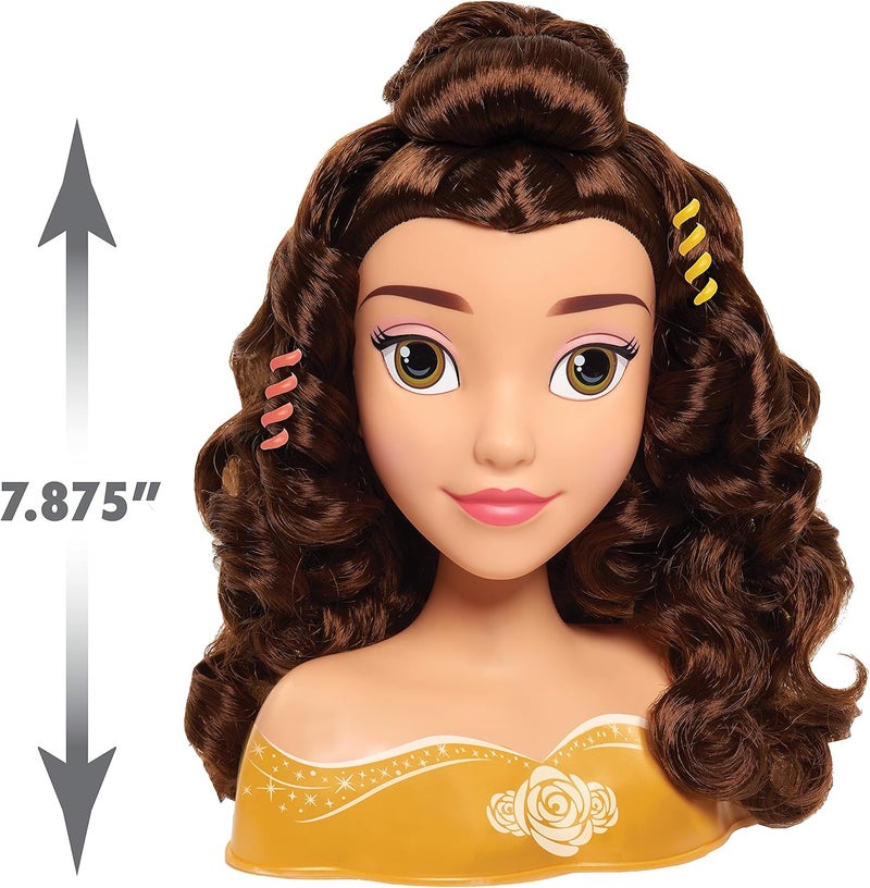 Disney Styling Head Disney Princess Belle Styling Head, Brown Hair, 10 Piece Pretend Play Set, Beauty And The Beast, By Just Play - Image 3